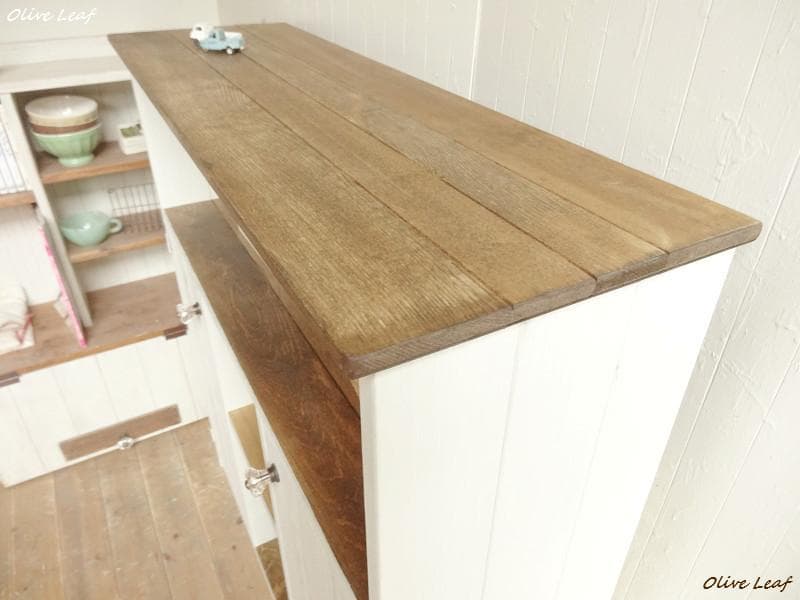 サイズオーダー可能！２枚大扉キャビネット●シャビーホワイト天然木無垢材●受注製作