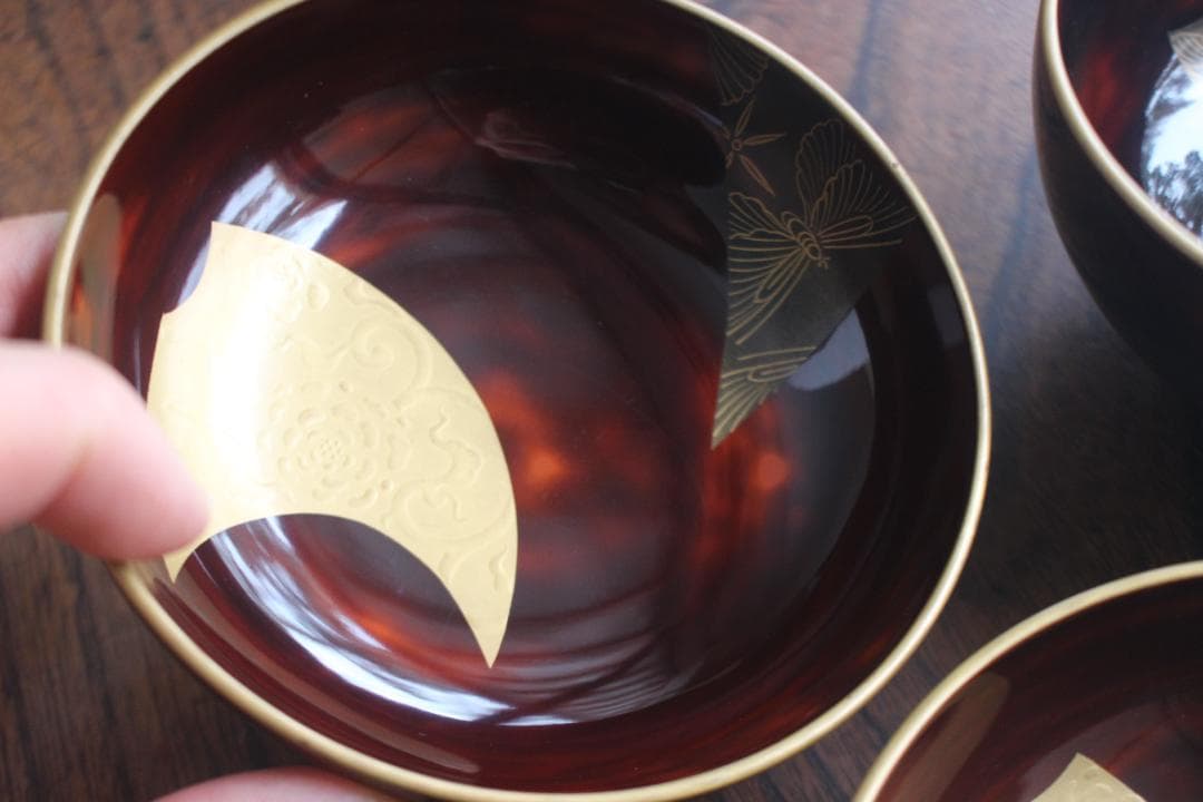 時代逸品！風情ある曙塗に優美な緞子蒔絵の映えるお椀2点（検輪島塗吸い物椀蒔絵椀