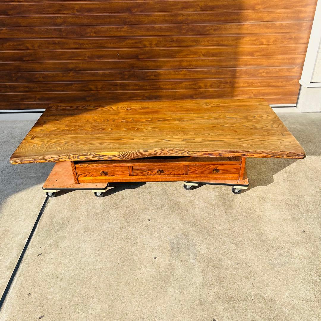 美品 高級 座卓 センターテーブル 一枚板 無垢 和室 ローテーブル 引き出し
