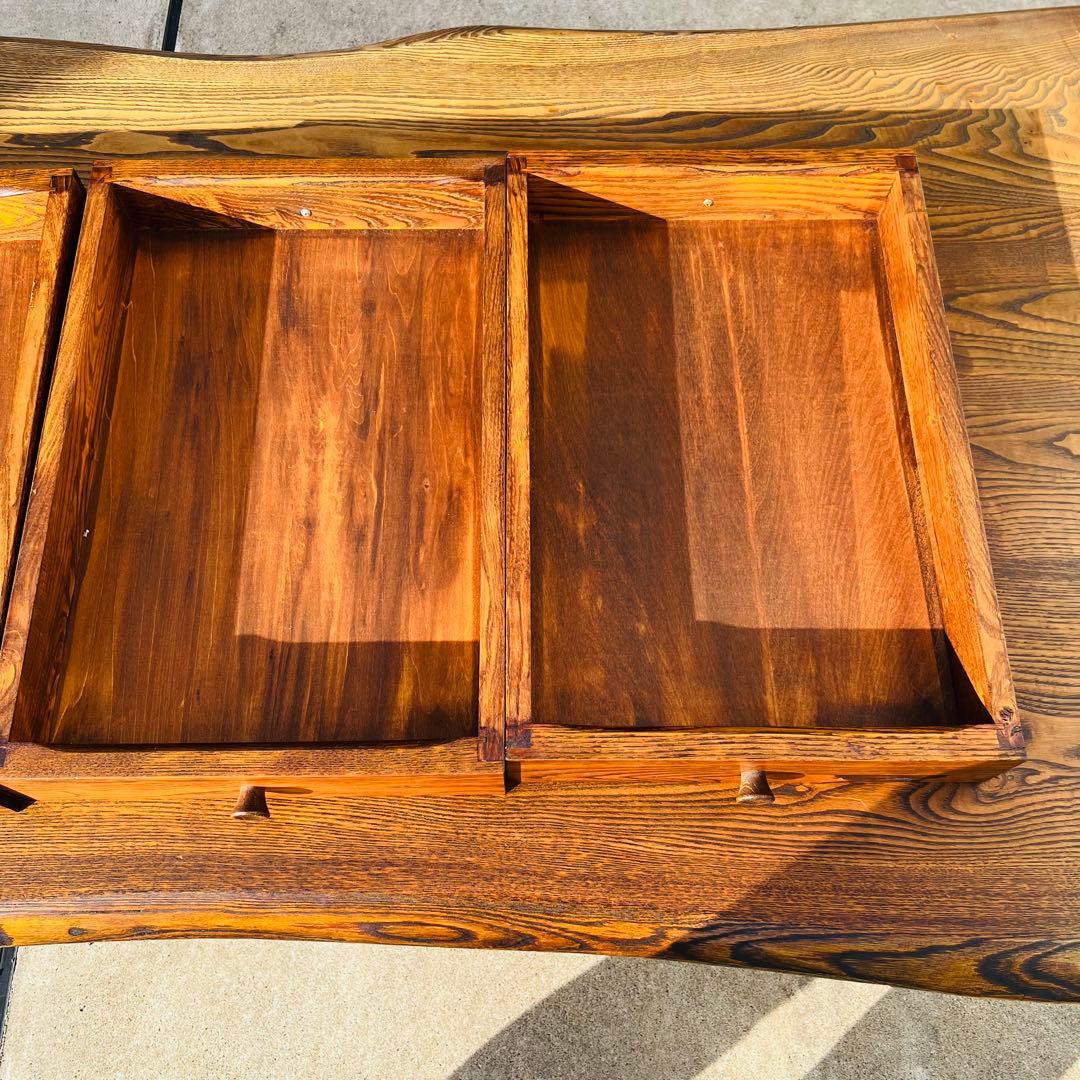 美品 高級 座卓 センターテーブル 一枚板 無垢 和室 ローテーブル 引き出し