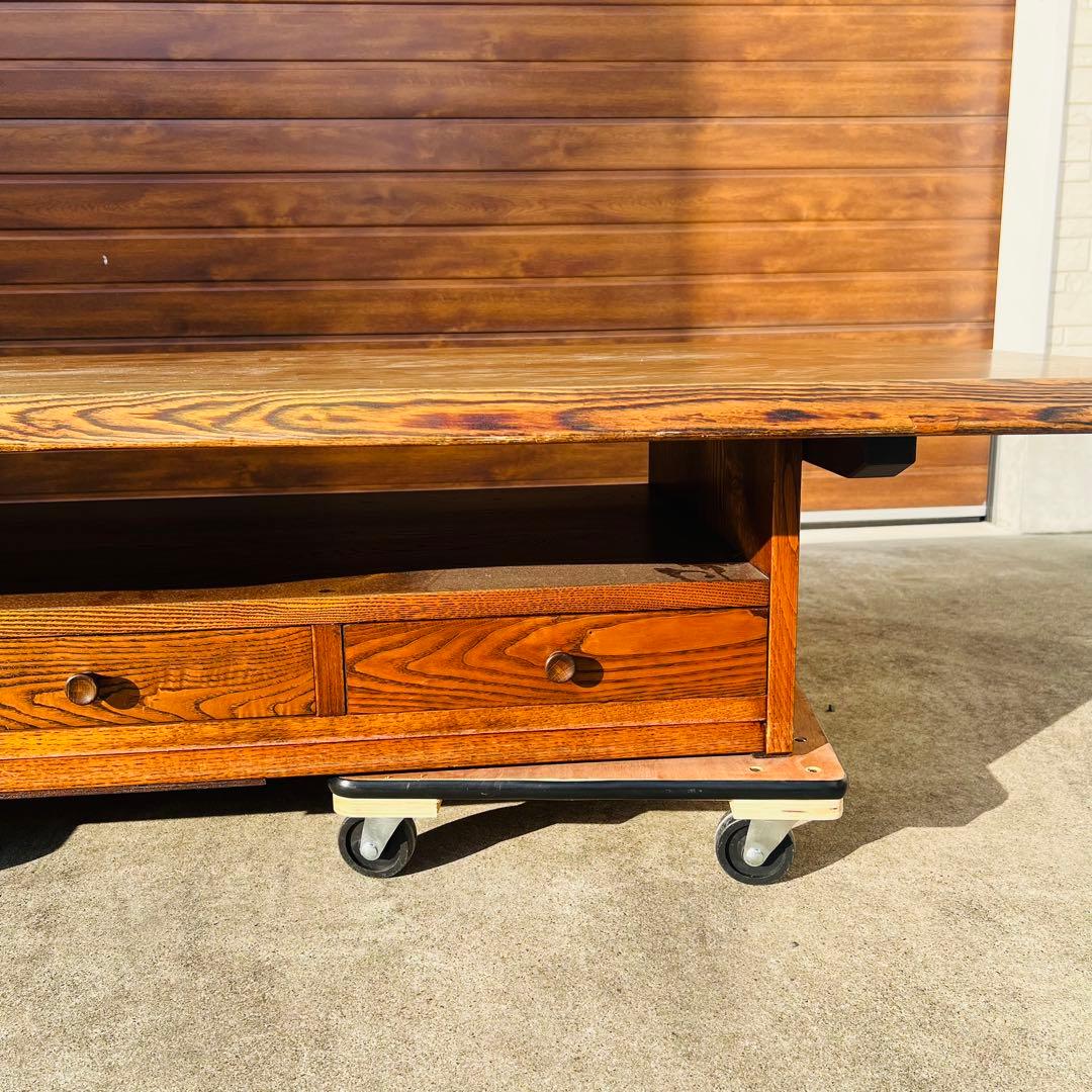 美品 高級 座卓 センターテーブル 一枚板 無垢 和室 ローテーブル 引き出し