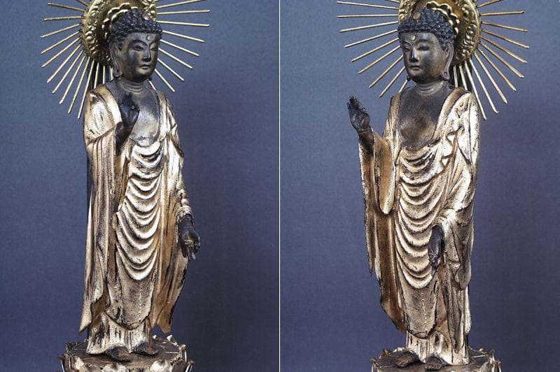 古仏像!!『木造 阿弥陀如来立像』総高33.5㎝ 像高19.5㎝