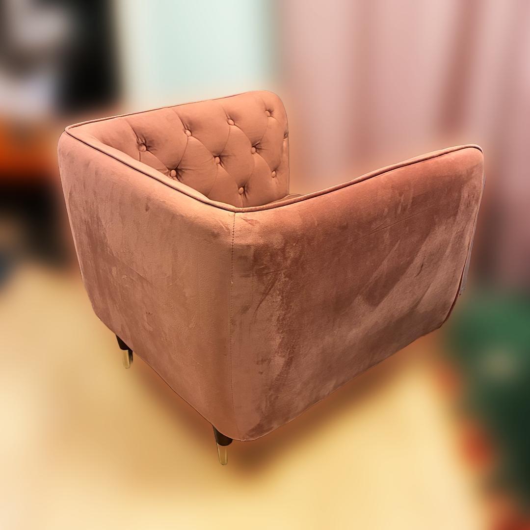 LOWYA / ロウヤ 1人掛けソファ　ベルベット調　ピンク