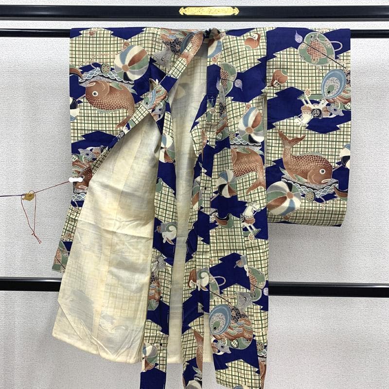 505ab57■七五三 三歳 男児 アンティーク着物&袴&角帯,被布■状態良好