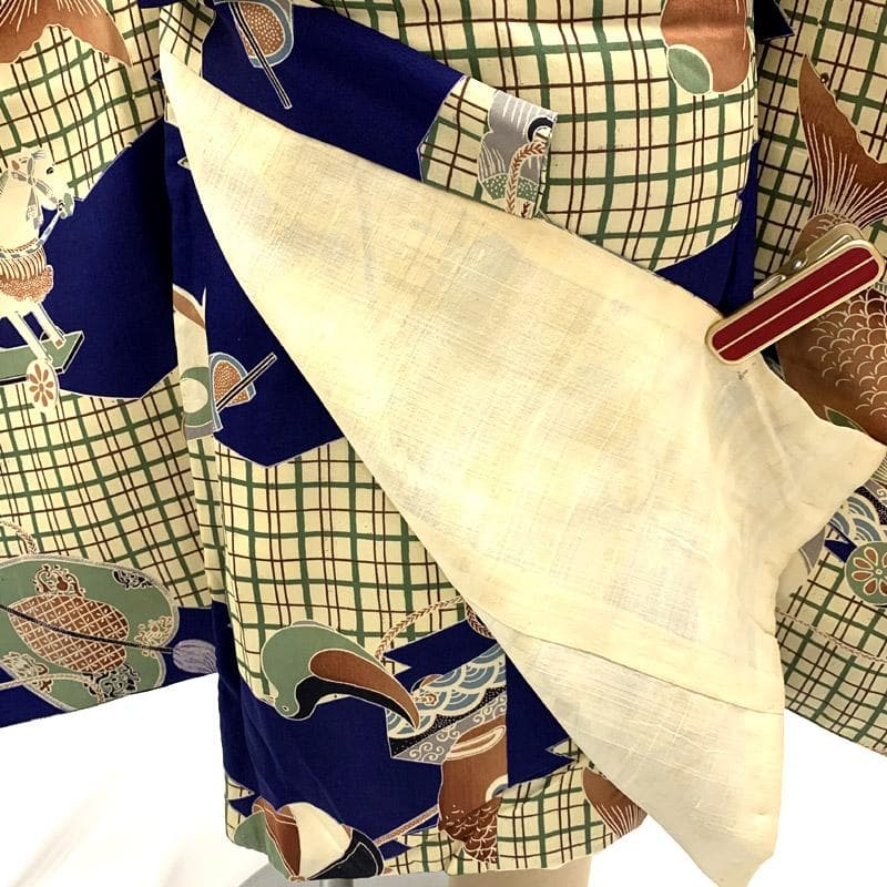 505ab57■七五三 三歳 男児 アンティーク着物&袴&角帯,被布■状態良好