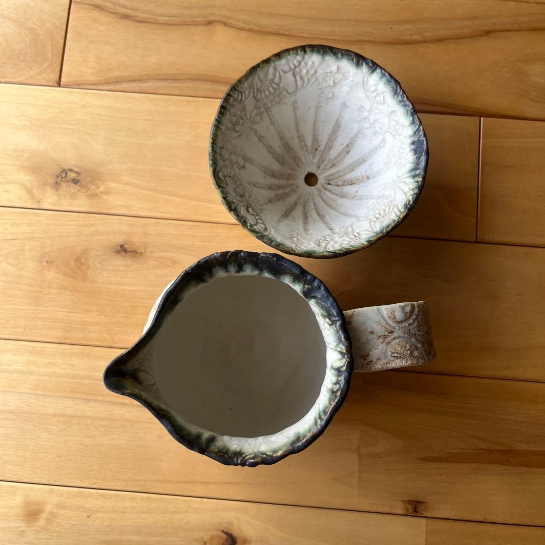 【未使用】本田あつみ　ドイリー　コーヒードリッパーとポット