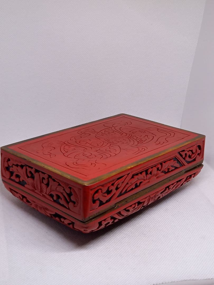 中国美術　内七宝　堆朱　宝石箱　文房具　小物入れ