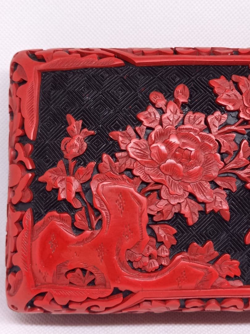 中国美術　内七宝　堆朱　宝石箱　文房具　小物入れ