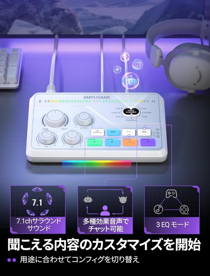 配信用オーディオミキサー オーディオインターフェース 音声バランス技術