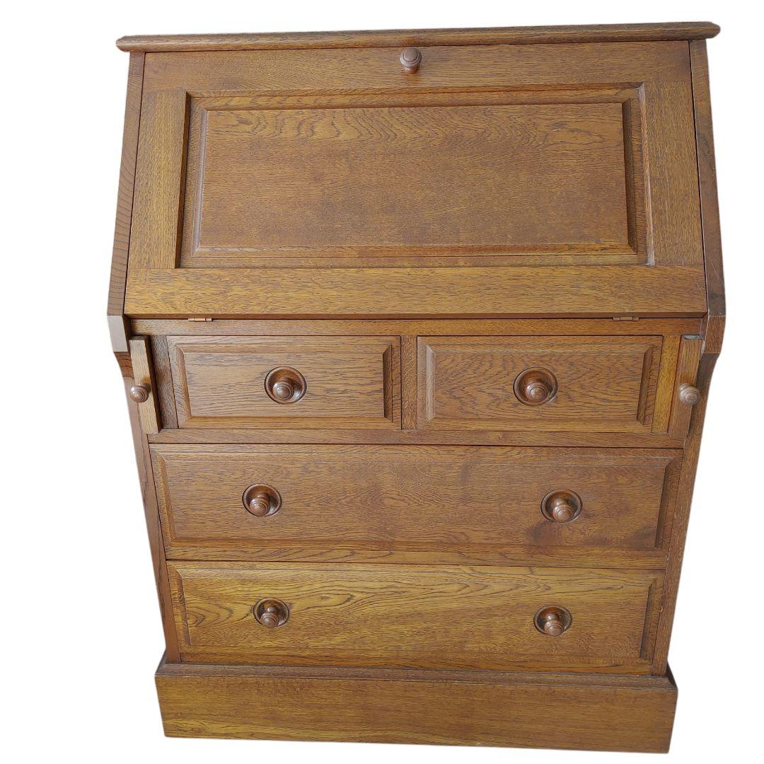 蝦夷民芸家具 ライティングデスク ナラ材 えぞ民芸 ライティングビューロー