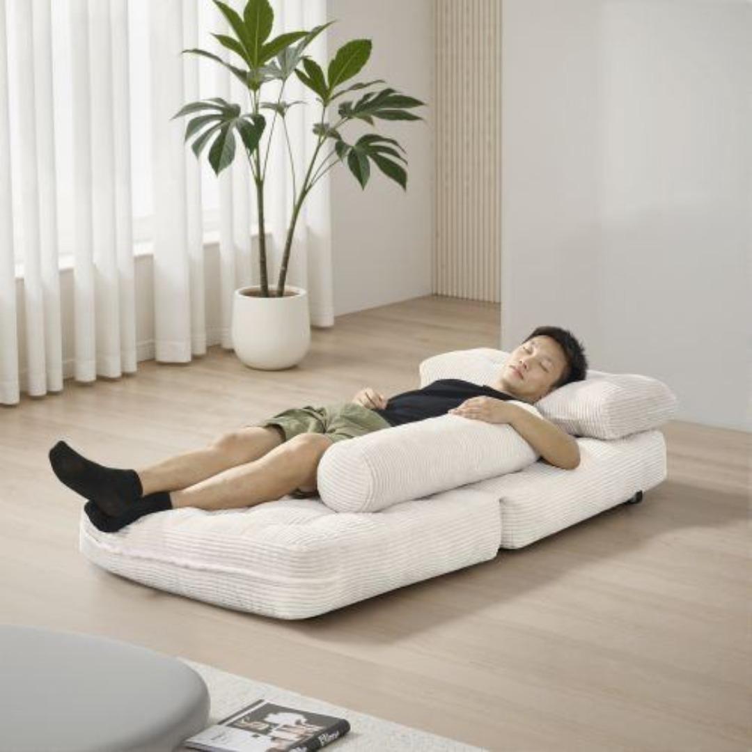 幅85cm折りたたみ ソファベッド 枕付きマットレス シュレッドフォーム多機能