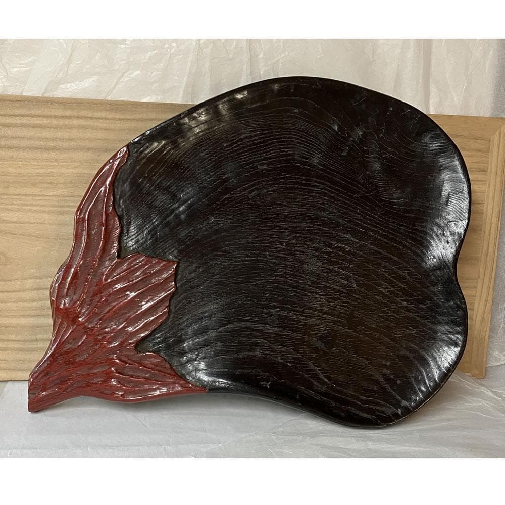 e3091 茄子形 煎茶盆 巾43.7cm 茄子 ナス 盆 煎茶道具 茶道具