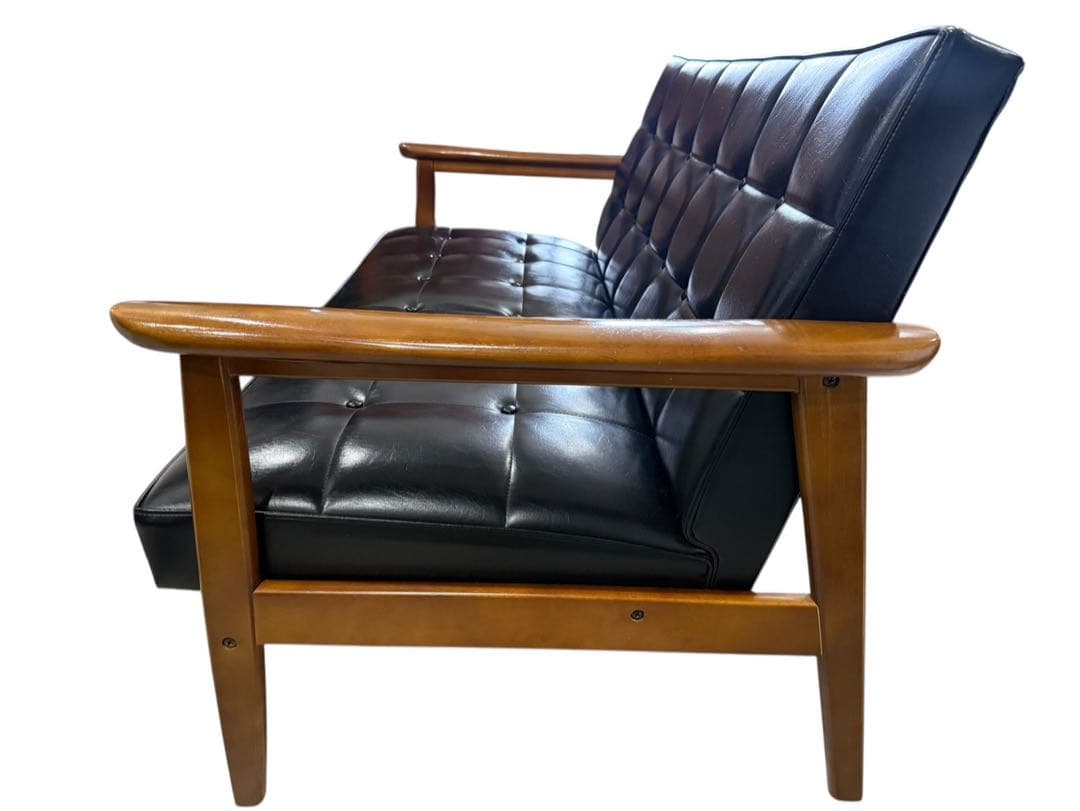 ◯①カリモク60 Kチェア 2シーター 2人掛け ブラック レザー ソファのみ