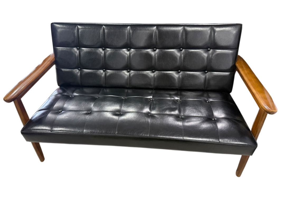 ◯①カリモク60 Kチェア 2シーター 2人掛け ブラック レザー ソファのみ