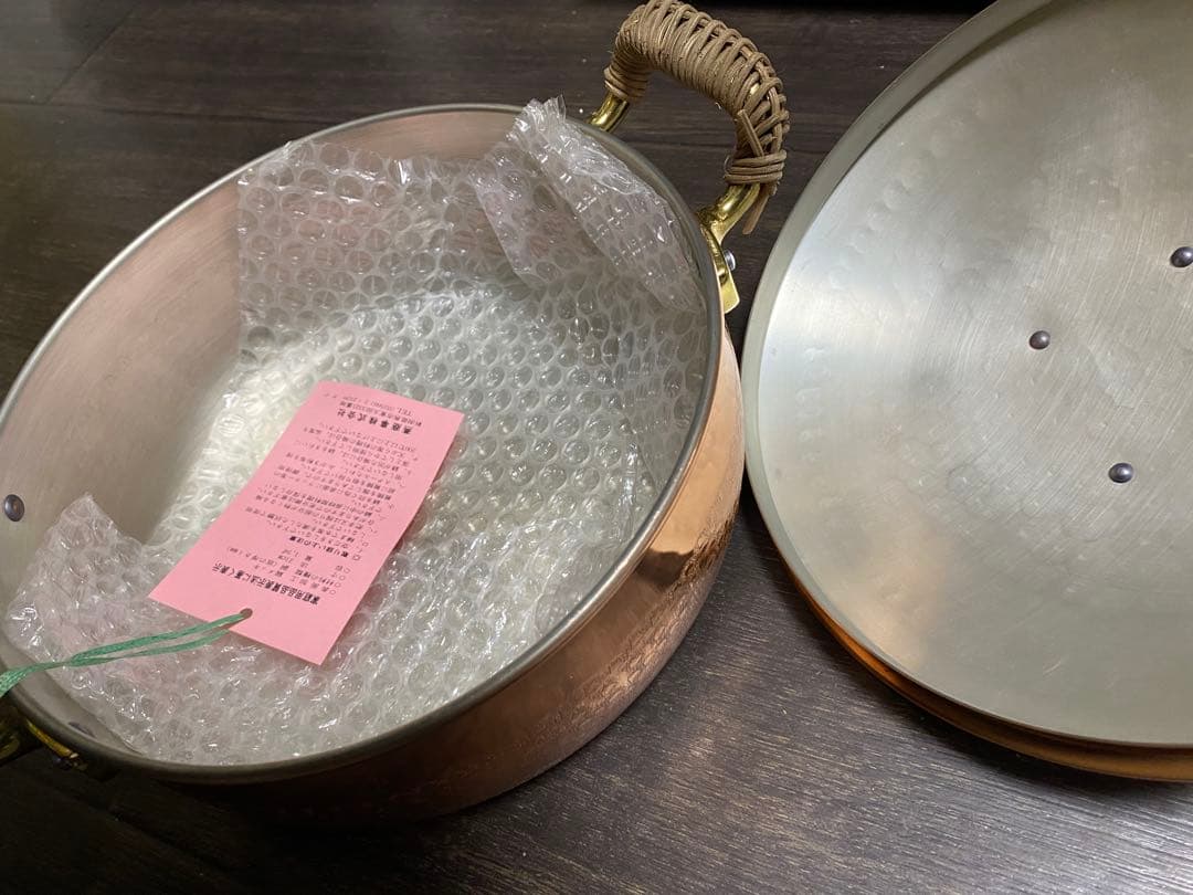 【未使用】燕三条 燕商事 純銅 銀メッキ 両手鍋 21cm 業務用