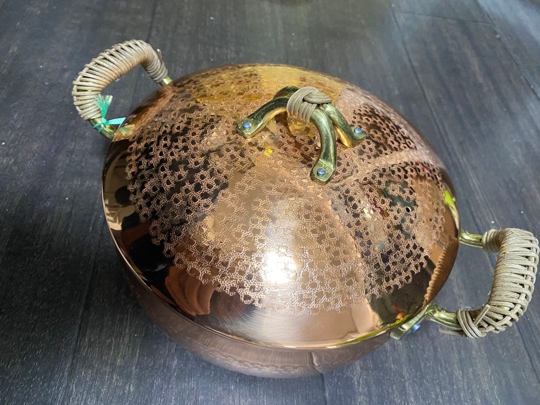 【未使用】燕三条 燕商事 純銅 銀メッキ 両手鍋 21cm 業務用