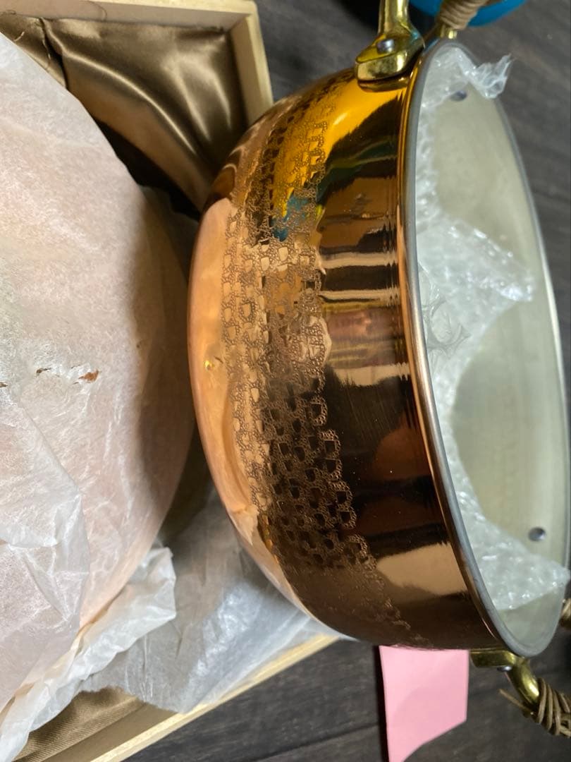 【未使用】燕三条 燕商事 純銅 銀メッキ 両手鍋 21cm 業務用