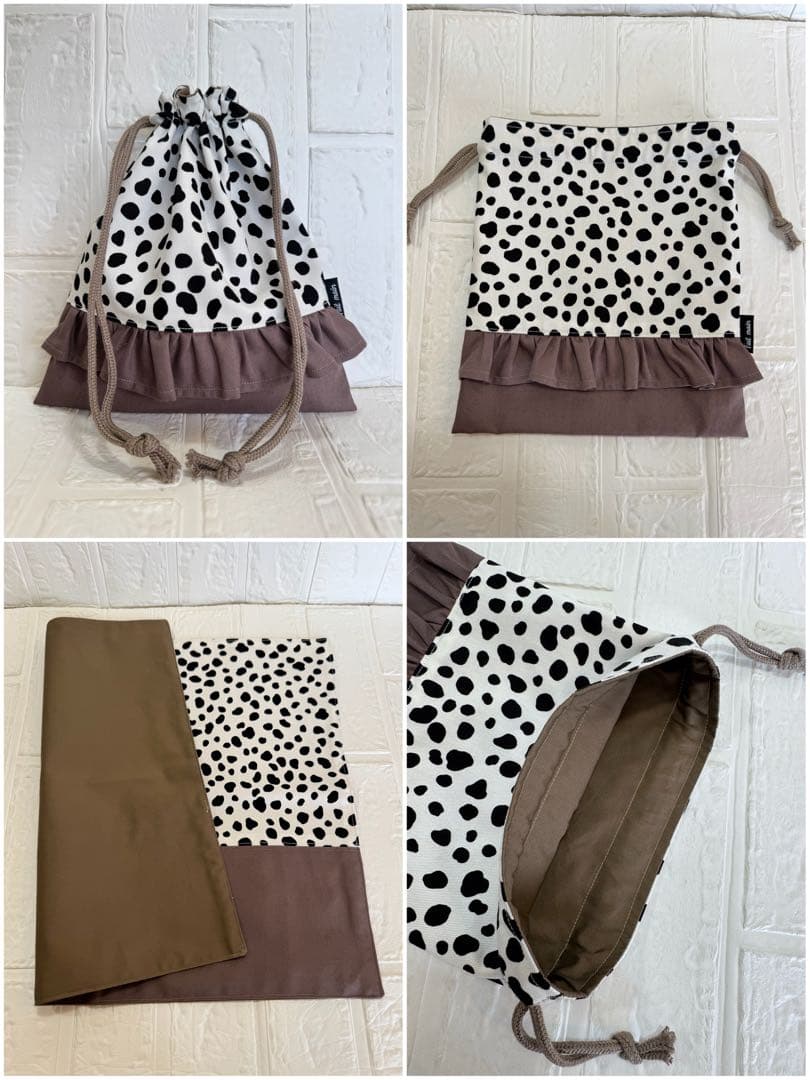 入園入学準備　基本セット　ダルメシアン　ホワイト　ウォームグレー　フリル