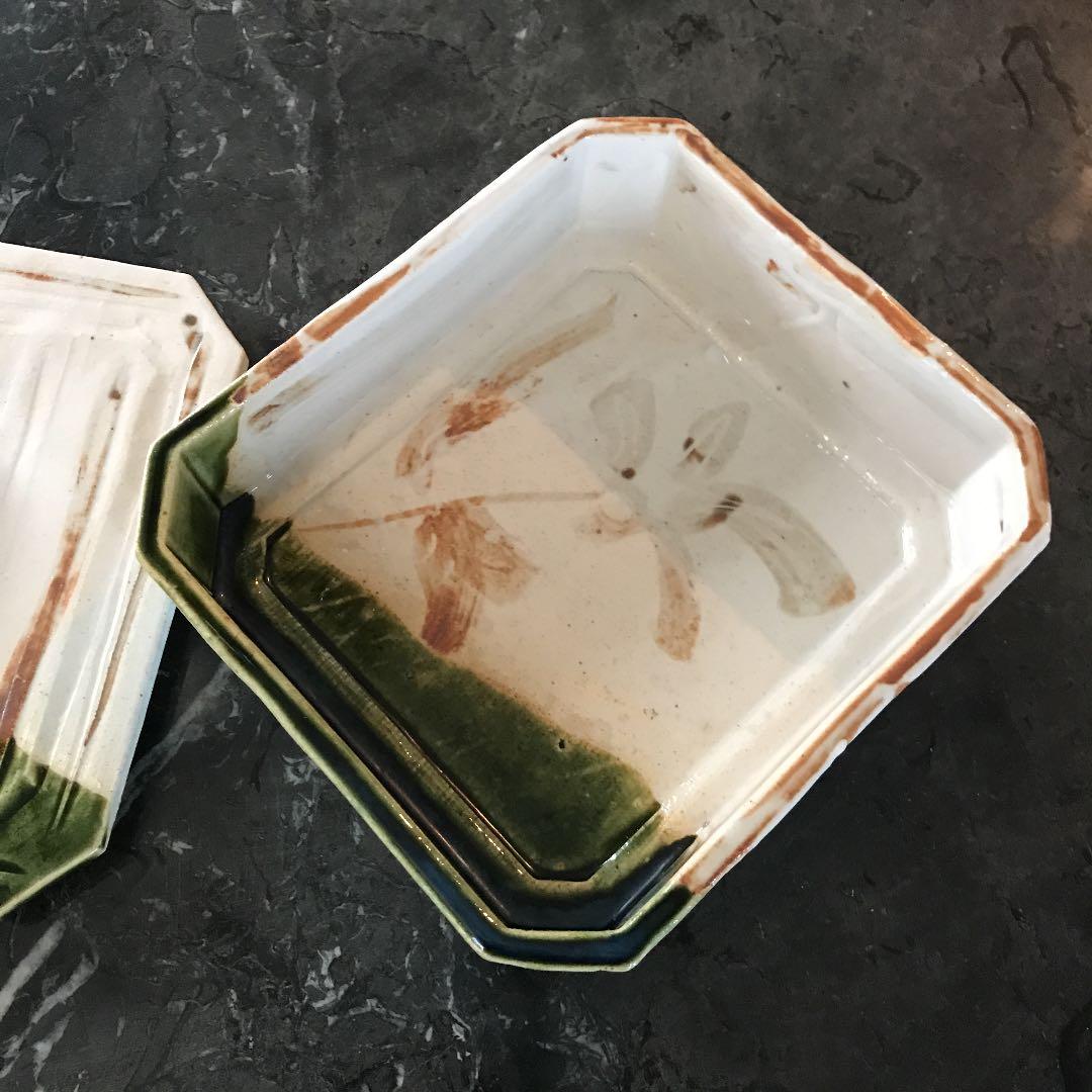 京懐石柿傳(角筈窯)「片山哲 」織部蓋付菓子鉢