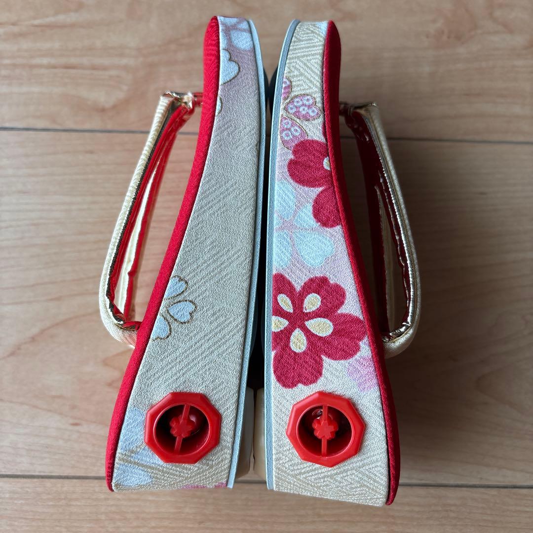 60 正絹？　真紅×小花柄　七五三着物セット　被布　3歳　日本製