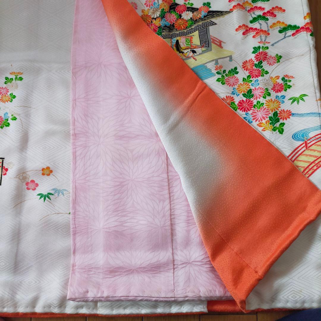 七五三 7歳 女の子 セット 本格比翼付き 金駒刺繍 菊 萩 姫 絞り 0711