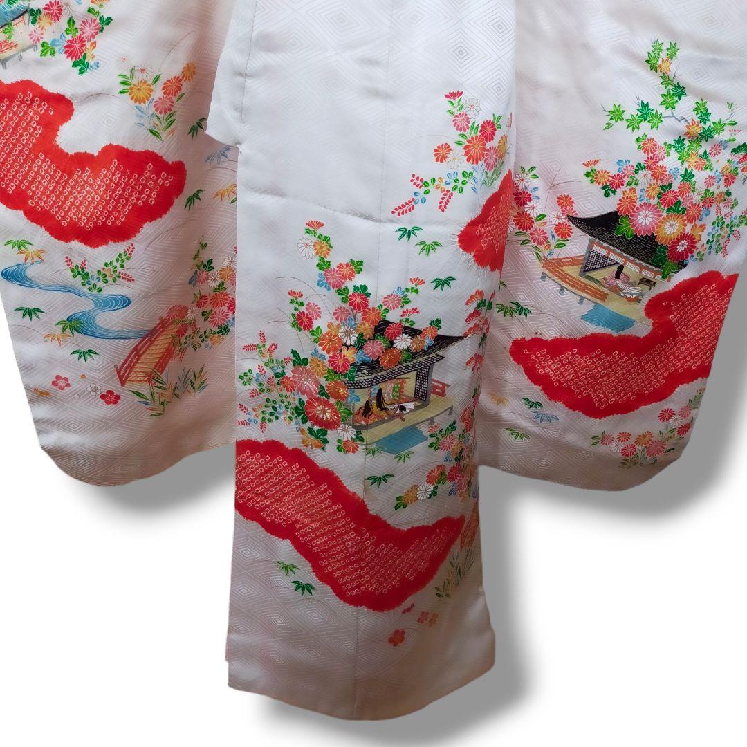 七五三 7歳 女の子 セット 本格比翼付き 金駒刺繍 菊 萩 姫 絞り 0711