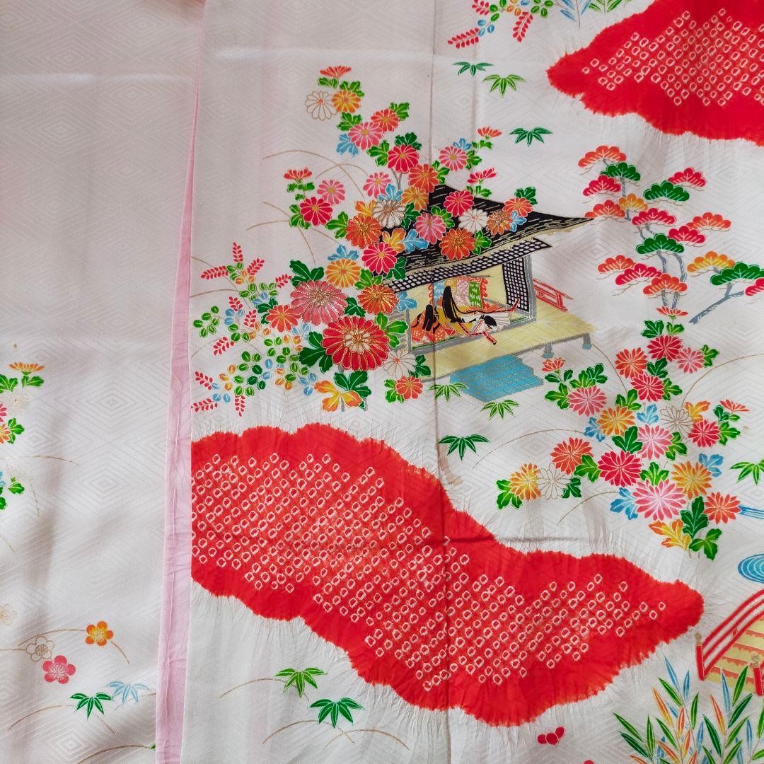 七五三 7歳 女の子 セット 本格比翼付き 金駒刺繍 菊 萩 姫 絞り 0711