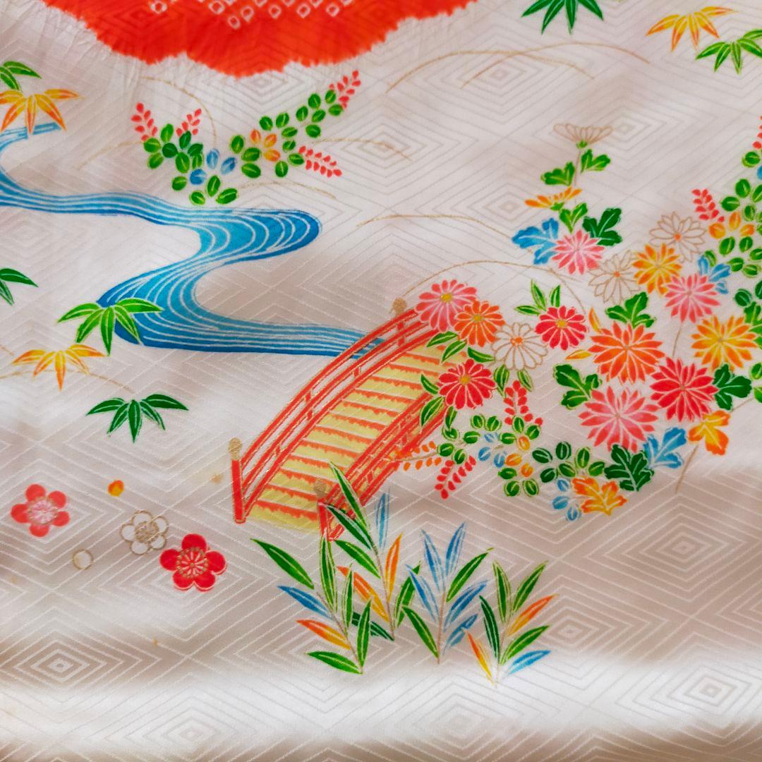 七五三 7歳 女の子 セット 本格比翼付き 金駒刺繍 菊 萩 姫 絞り 0711