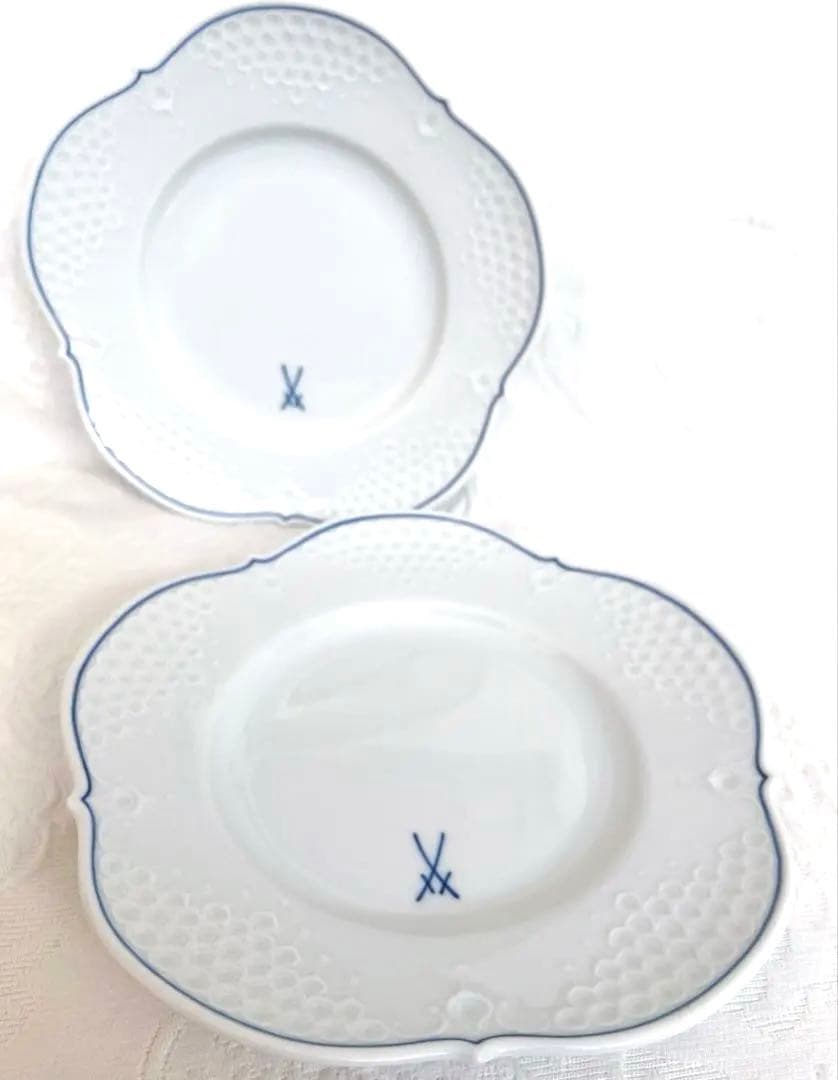 残1 双剣　meissen マイセン　300周年記念　プレート　19センチ２枚