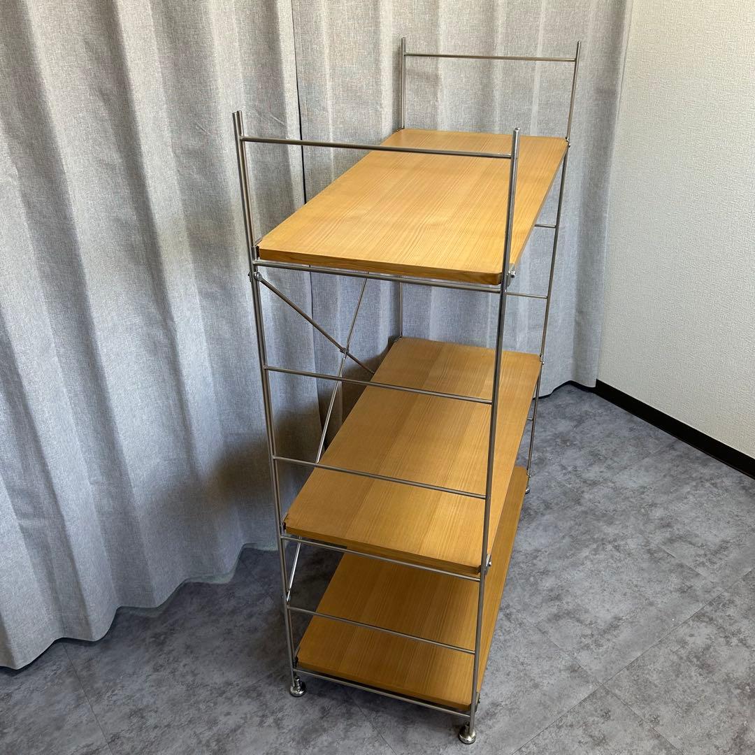 無印良品 ステンレスユニットシェルフ オーク材棚セット ワイド 中