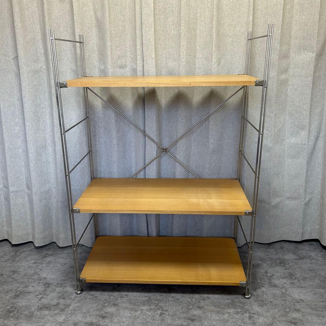 無印良品 ステンレスユニットシェルフ オーク材棚セット ワイド 中