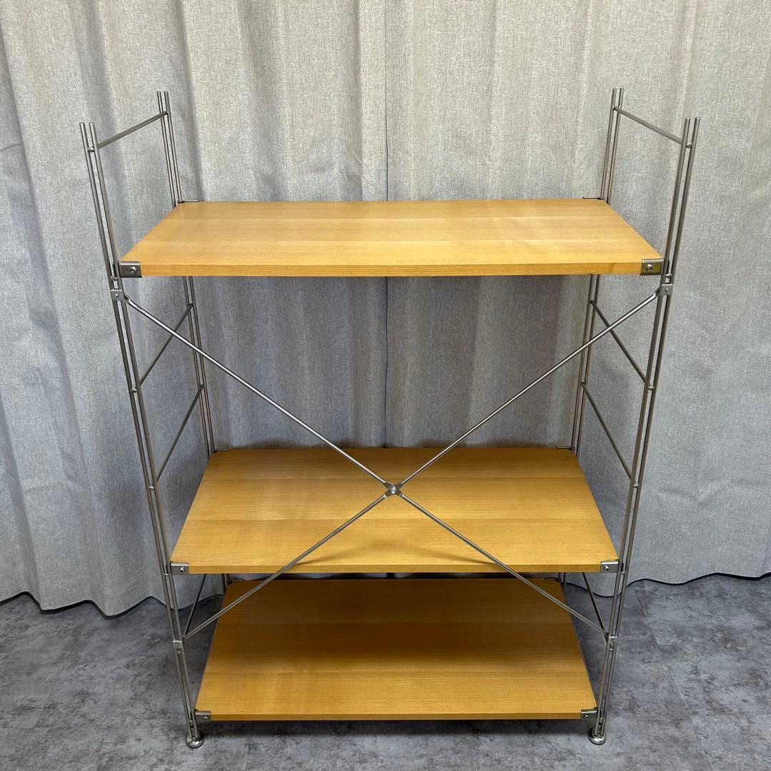 無印良品 ステンレスユニットシェルフ オーク材棚セット ワイド 中