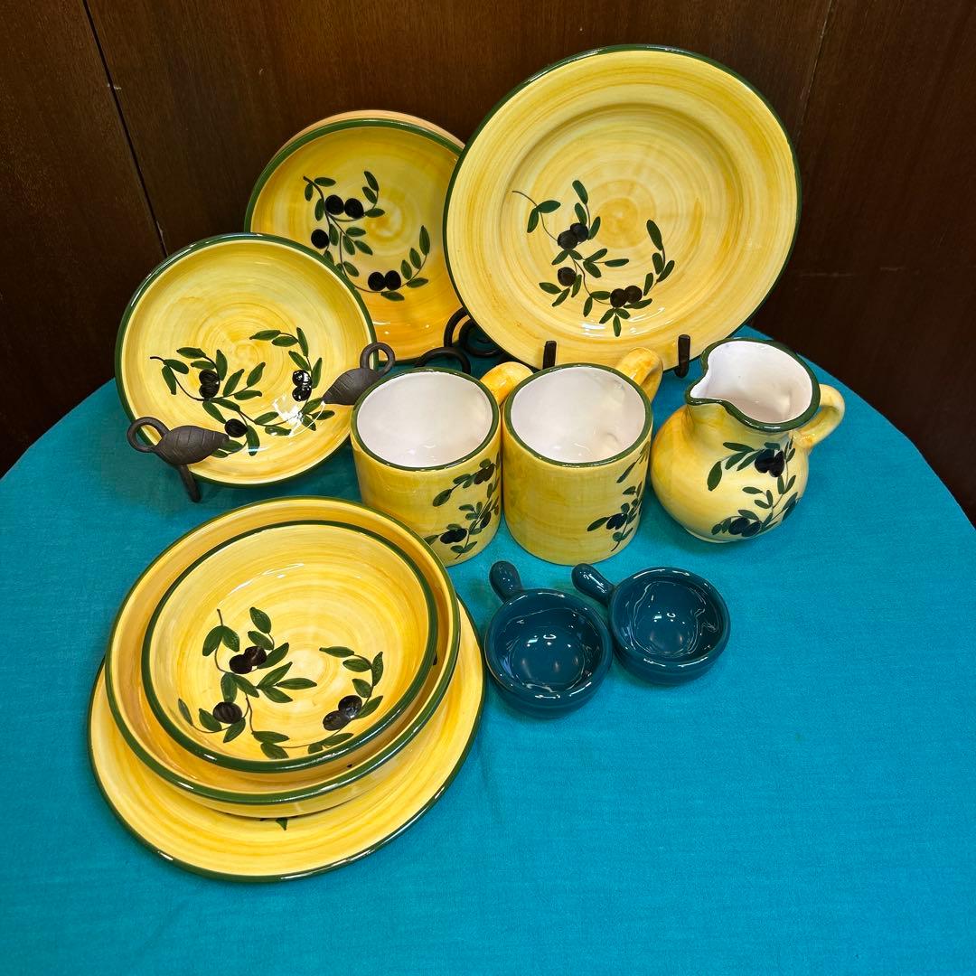 レア ZONAヴィンテージ スペイン製 モニーク陶器　オリーブの枝　11点セット