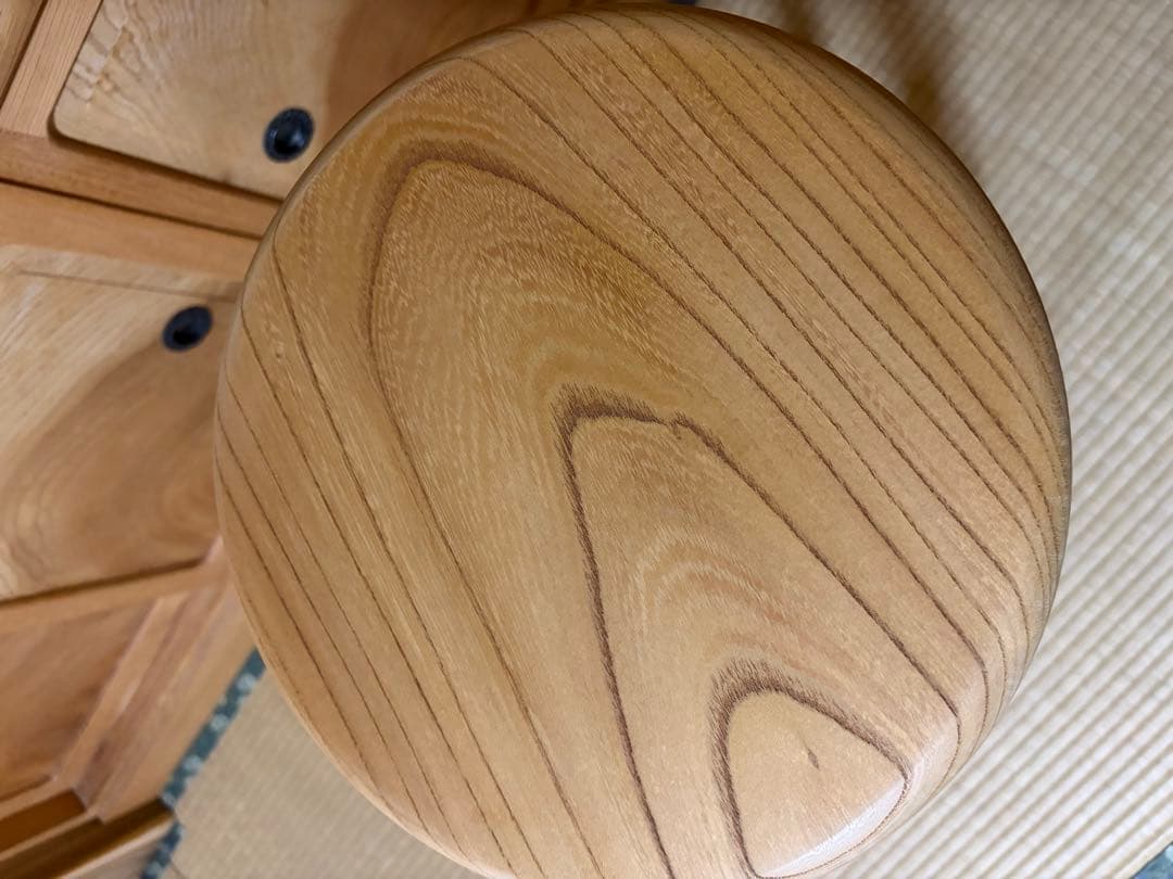 1364建具屋一筋58年のおじいちゃんの手作りスツール、イス☆けやき