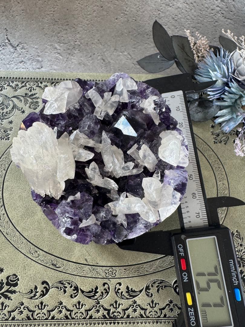 ウルグアイ　アメジスト　フラワー　カップケーキ型　カルサイト共生