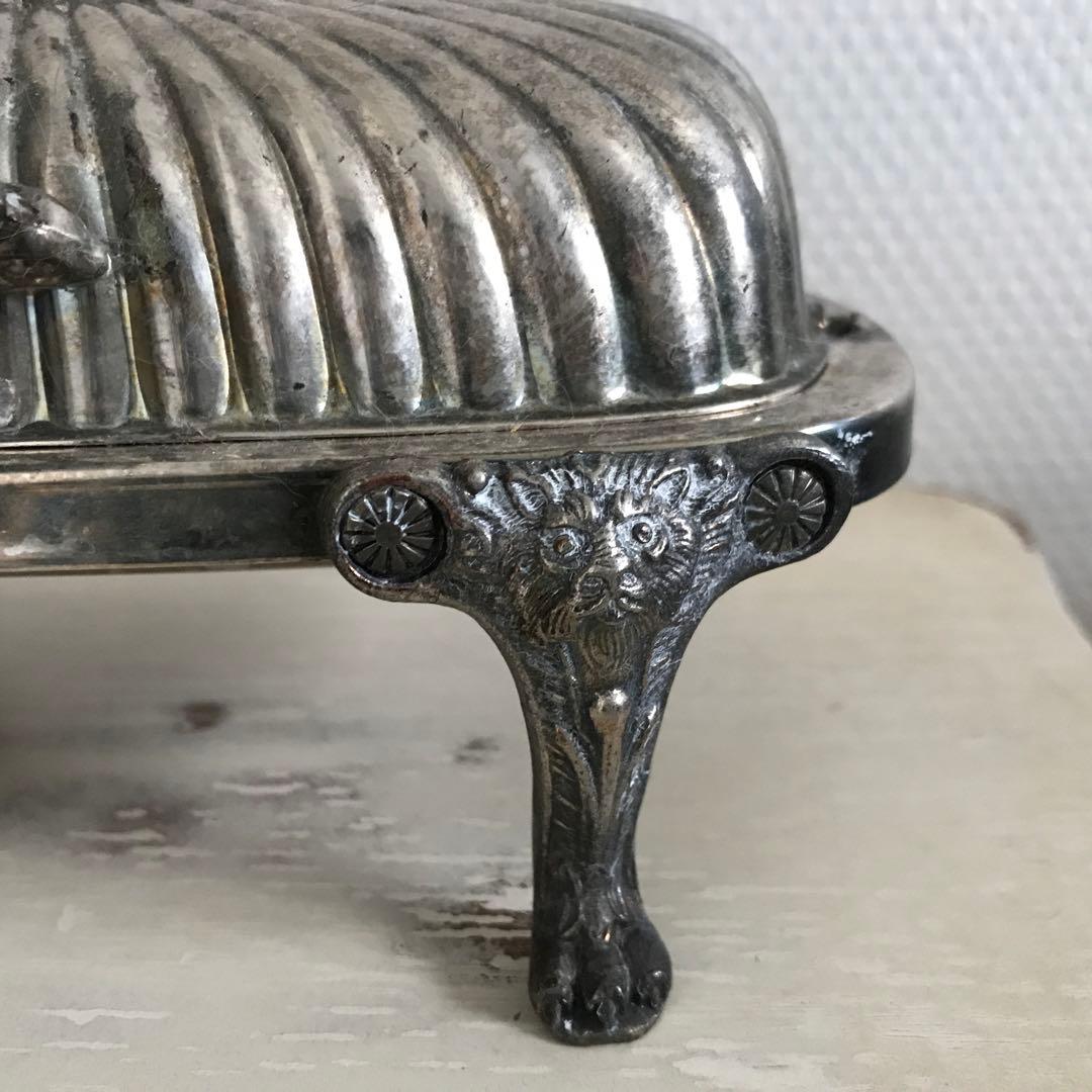 F.B. Rogers ライオン　バターディッシュ　シルバープレート　銀　獅子