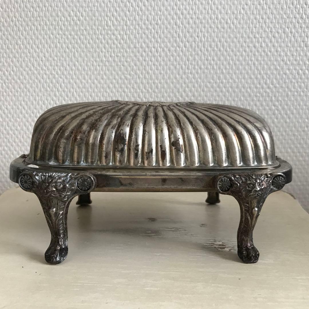 F.B. Rogers ライオン　バターディッシュ　シルバープレート　銀　獅子