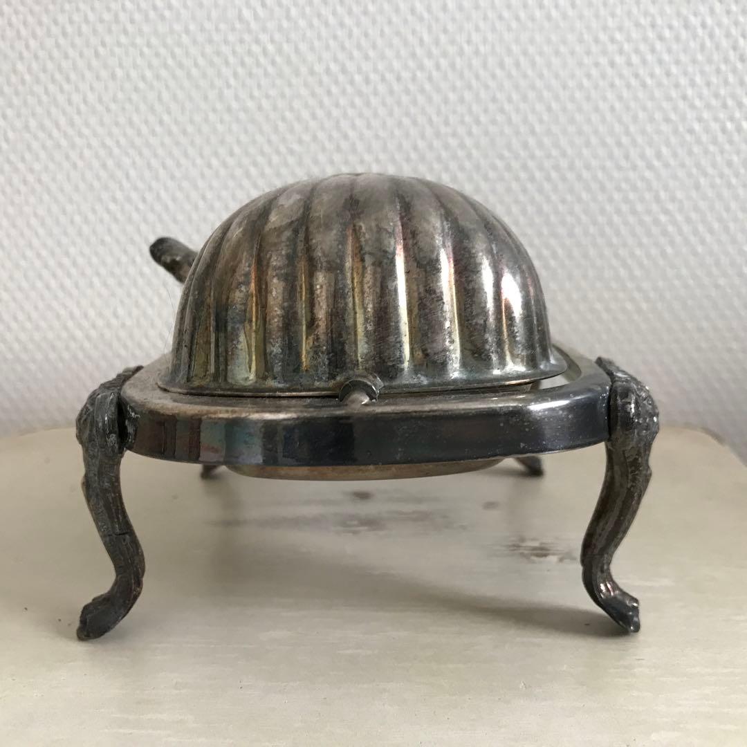 F.B. Rogers ライオン　バターディッシュ　シルバープレート　銀　獅子