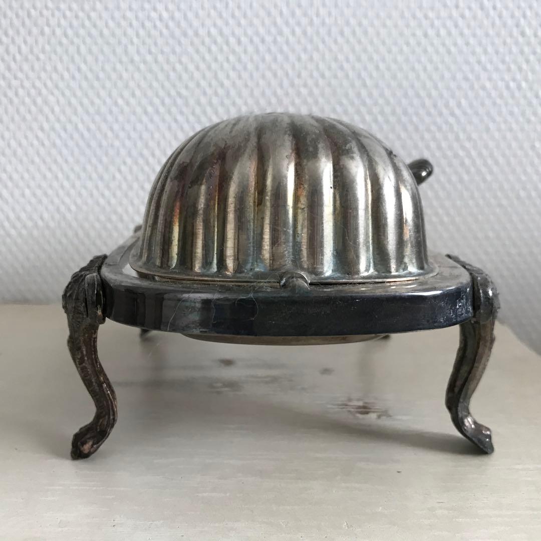 F.B. Rogers ライオン　バターディッシュ　シルバープレート　銀　獅子