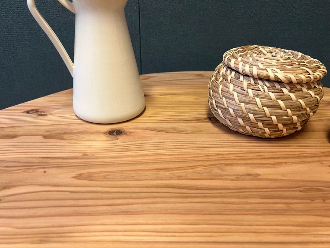 【送料無料】 テーブル おにぎり 約90cm 杉 折り畳み アイアン脚