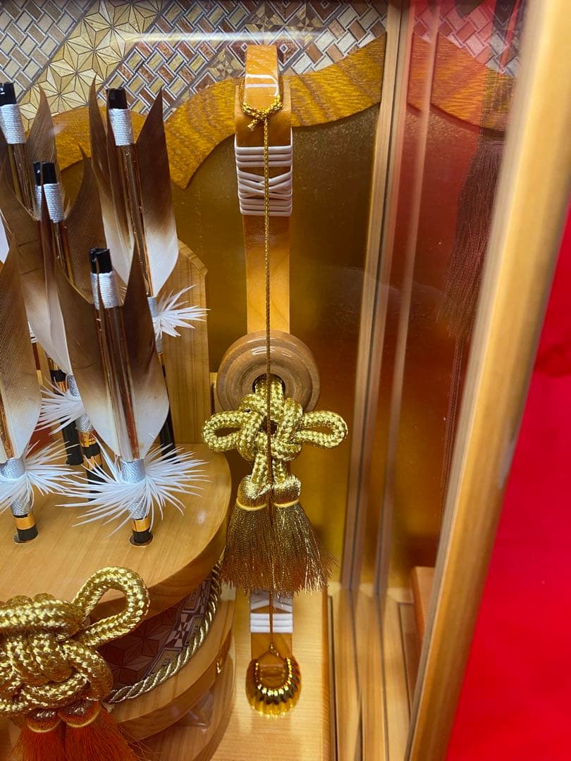 伝統工芸　奇木細工　道翠監修　破魔弓　総檜造りガラスケース