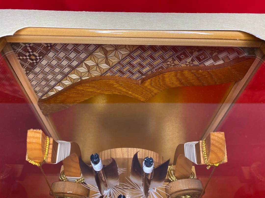 伝統工芸　奇木細工　道翠監修　破魔弓　総檜造りガラスケース