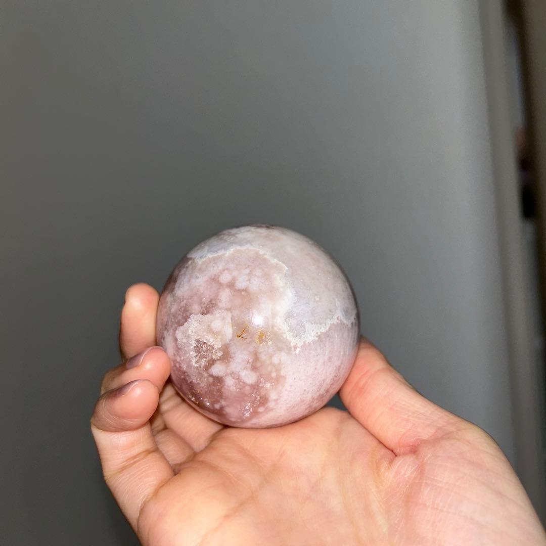 チェーンスフィア台座 ピンクアメジストスフィア セット 天然石 57.8ミリ