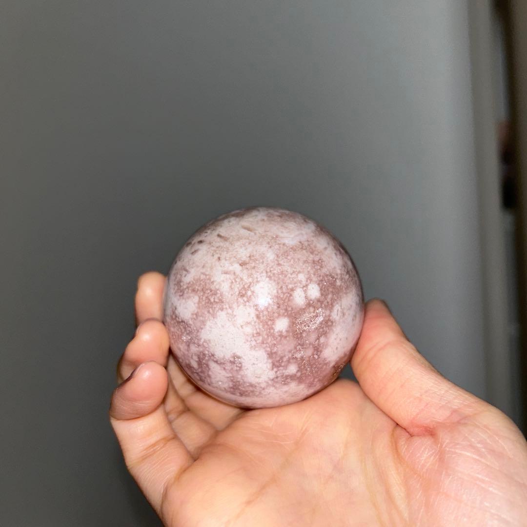 チェーンスフィア台座 ピンクアメジストスフィア セット 天然石 57.8ミリ