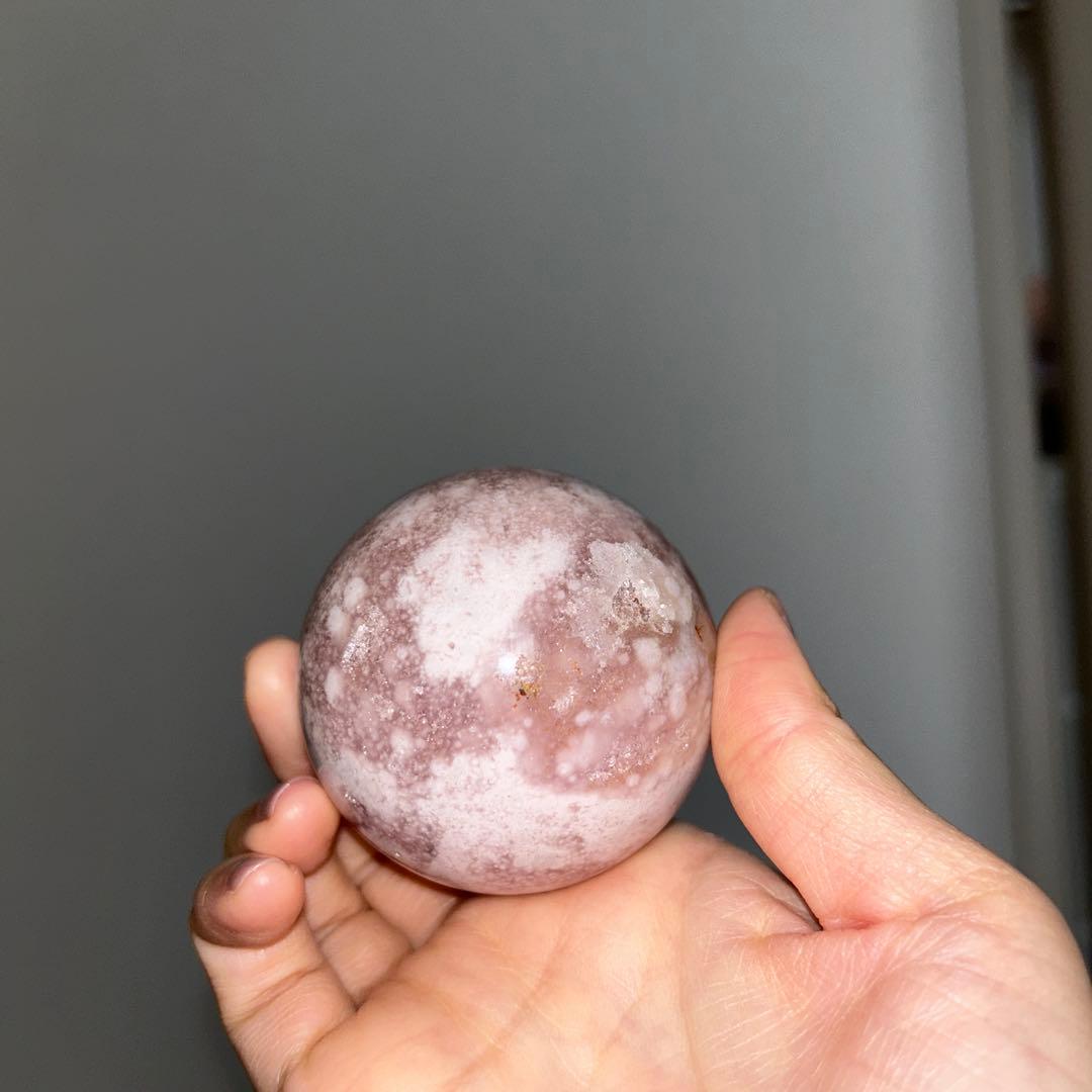 チェーンスフィア台座 ピンクアメジストスフィア セット 天然石 57.8ミリ