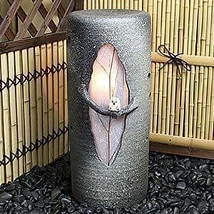 【未使用品】壱彦 信楽焼 風鈴 照明 風の水琴洞夢 ふくろう ak-0064