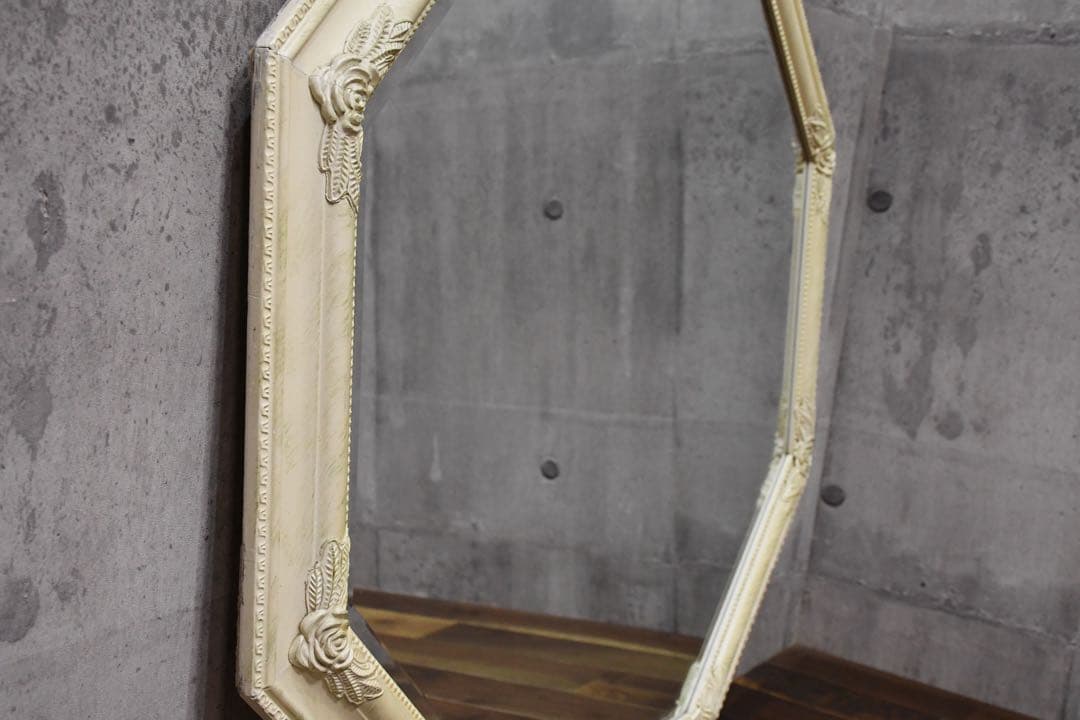 CHC71 シャビーシック オクタゴンミラー レリーフ アンティーク調 八角形