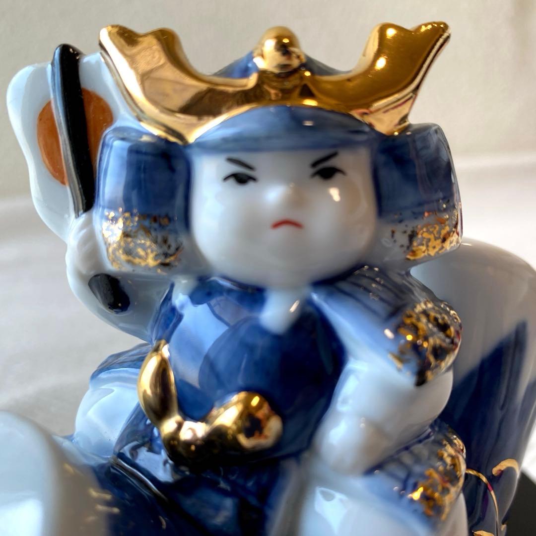 五月人形 陶器 鯉のぼり 鯉幟 武将 藍染金彩 節句飾り 薬師窯 光堂作 昇龍