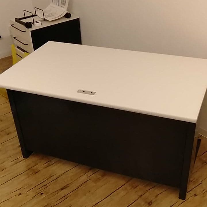 オフィスデスク パソコンデスク グレー脚xホワイト天板