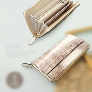 【長財布 高級本革】ヒマラヤクロコ一枚皮 無双仕様 男女兼用ラウンドファスナー2